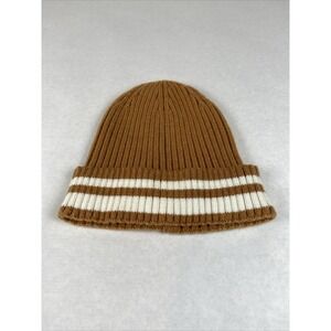Zara Kids Knit Beanie, Tan W/ White Stripe, One Size First Most